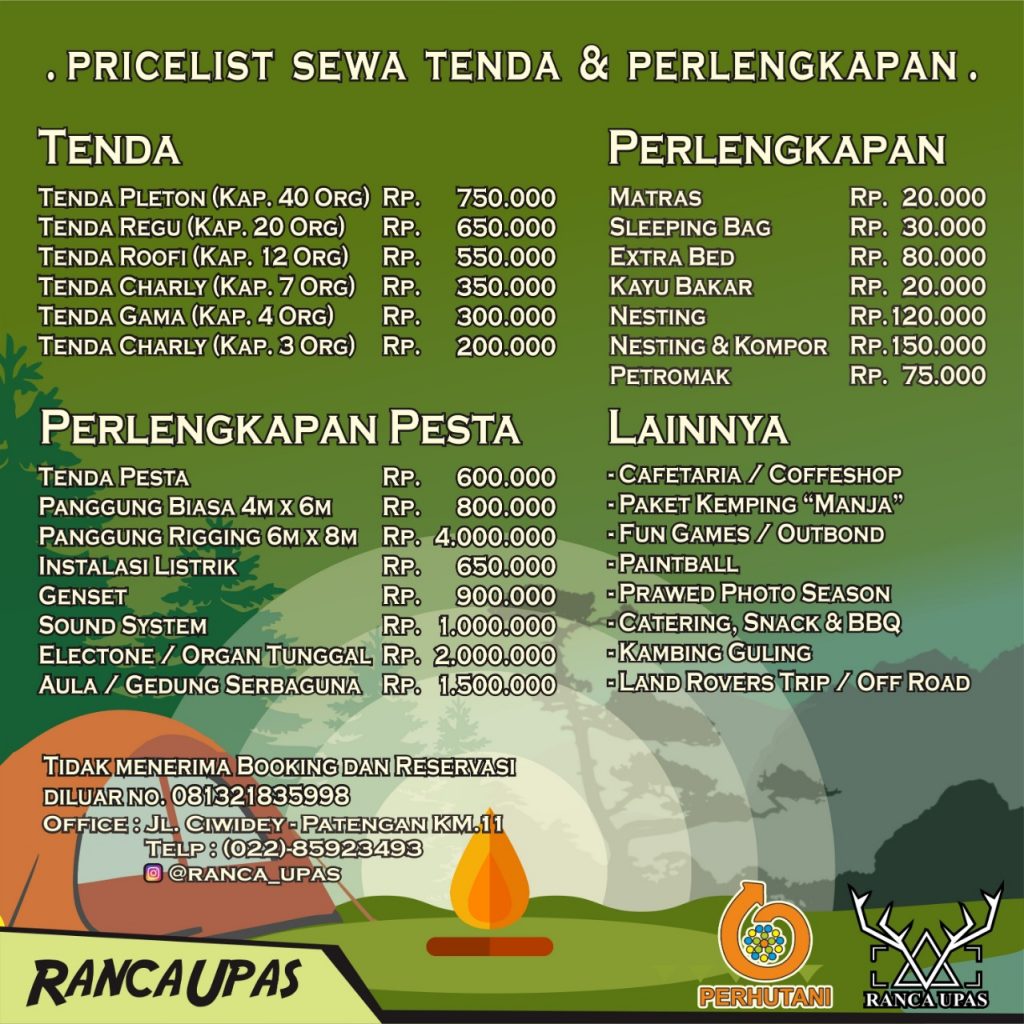 ranca upas daftar harga sewa